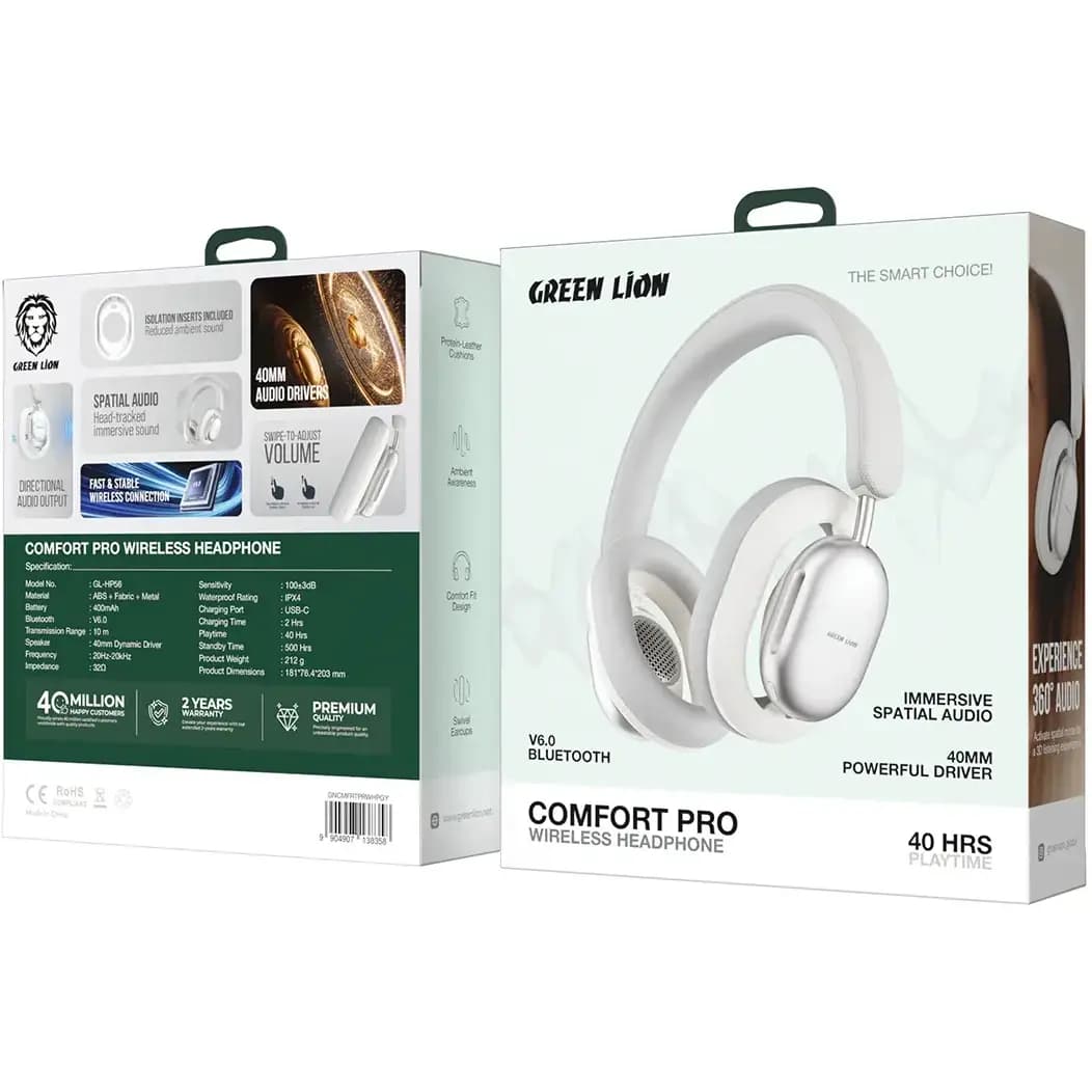 هدفون بی‌سیم گرین لاین Comfort Pro باتری ۴۰۰ میلی‌آمپر