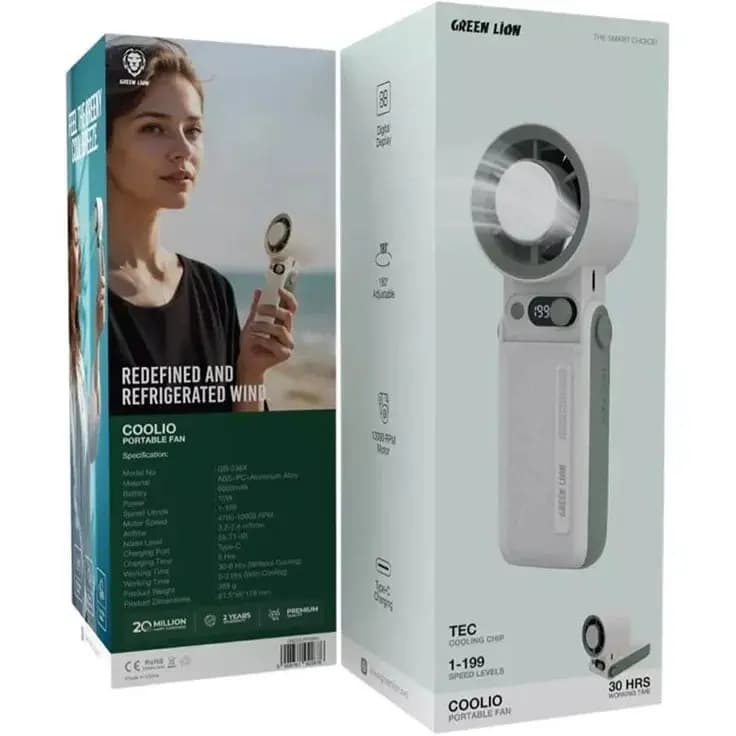 پنکه دستی باد سرد گرین لاین Green Lion Coolio Portable Fan