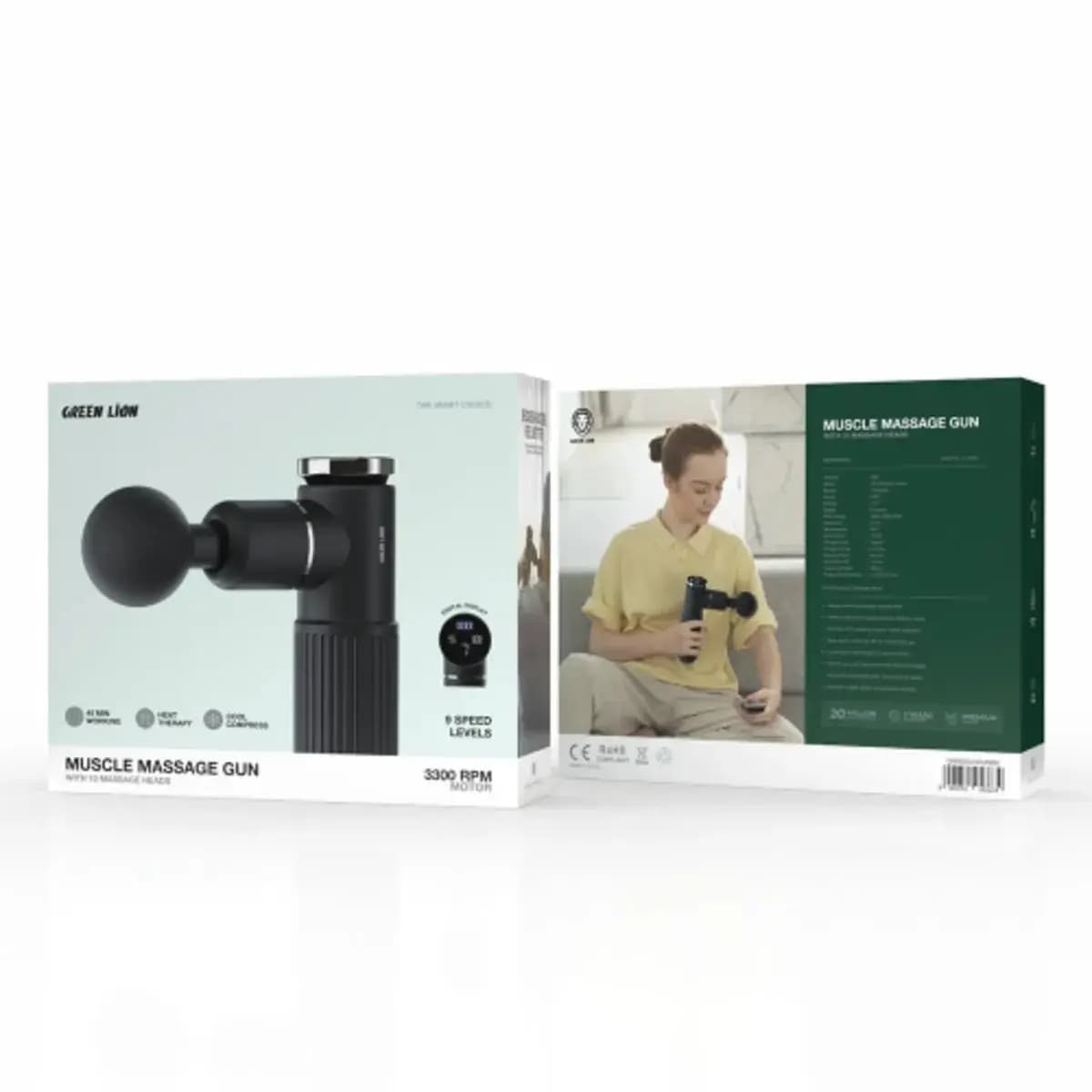 ماساژور تفنگی با 10 سر ماساژ گرین لاین مدل Green Lion Muscle Massage Gun