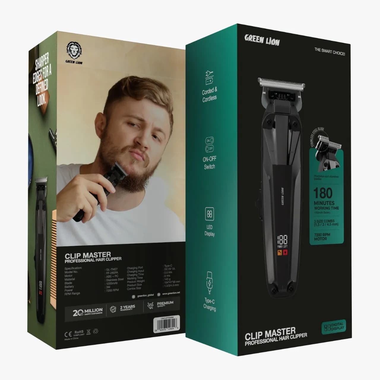 ماشین اصلاح موی حرفه‌ای کلیپ مستر گرین لاین Clip Master Professional Hair Clipper