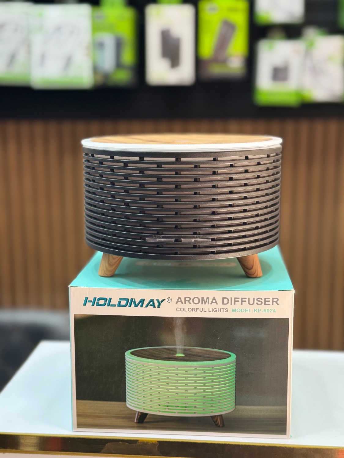 بخور سرد چوبی راه راه rgb دار هولدمی HOLDMAY KP-7049