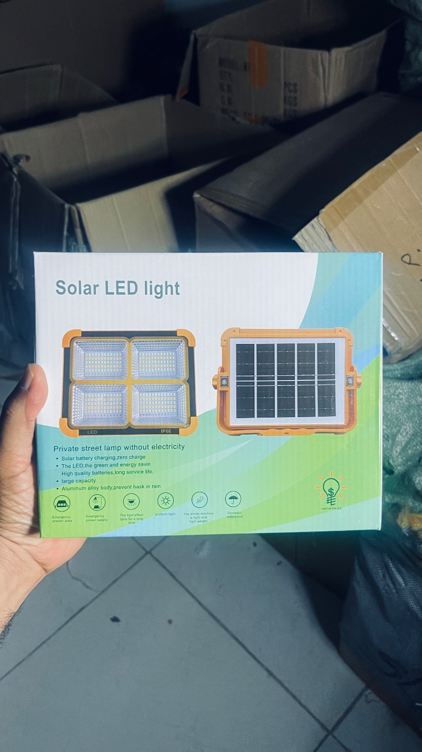 پروژکتور شارژی و خورشیدی solar light مدل IP66 طرح پیکسلی