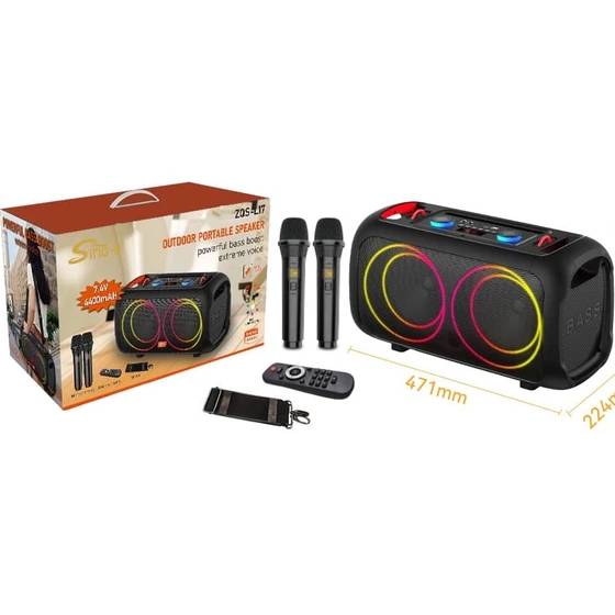 اسپیکر شارژی بلوتوثی ZQS-L17 با میکروفن دوتایی و نورپردازی RGB
