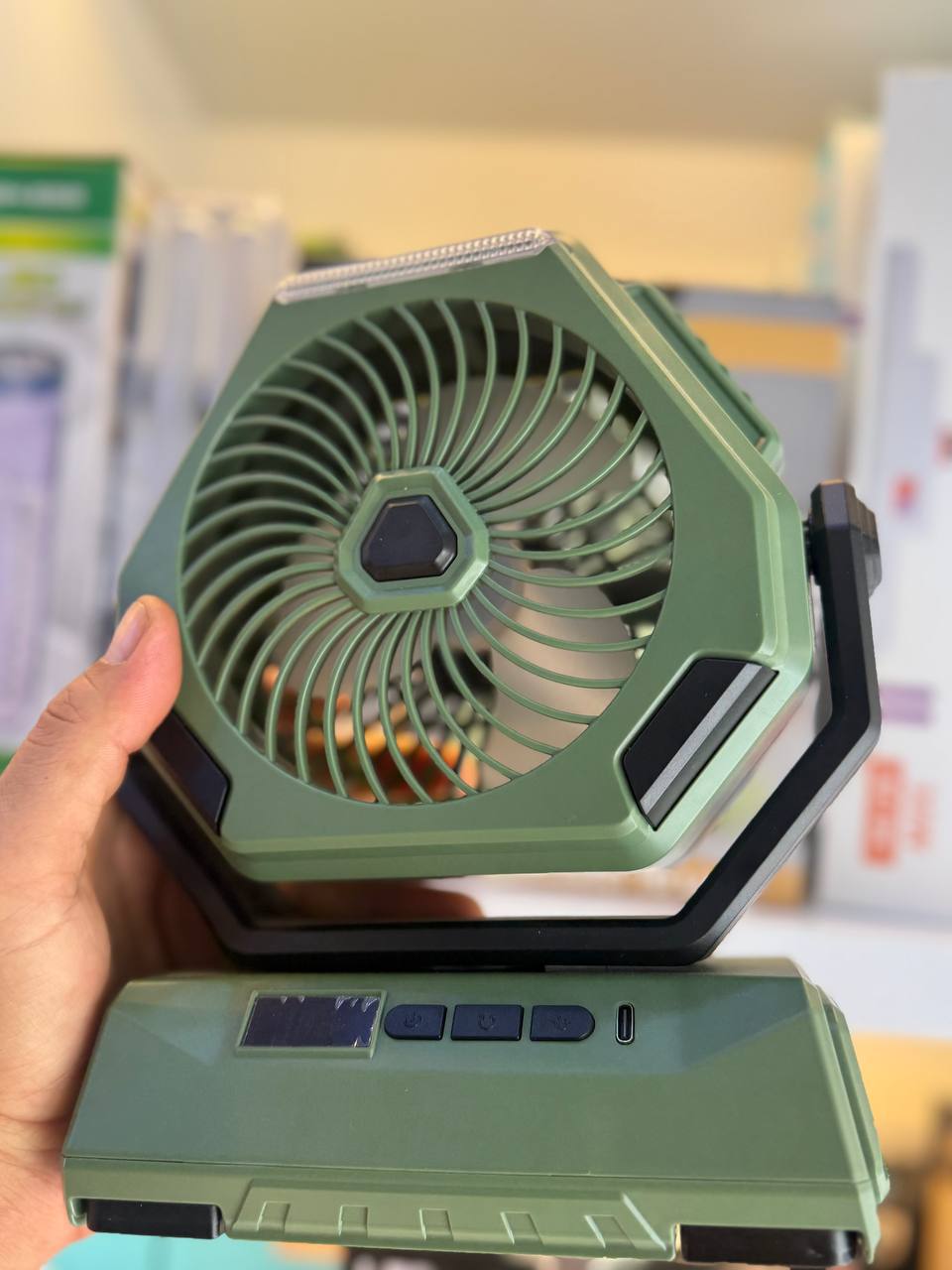 پنکه شارژی کمپینگ شش ضلعی  مدل OUTDOOR CAMPING FAN