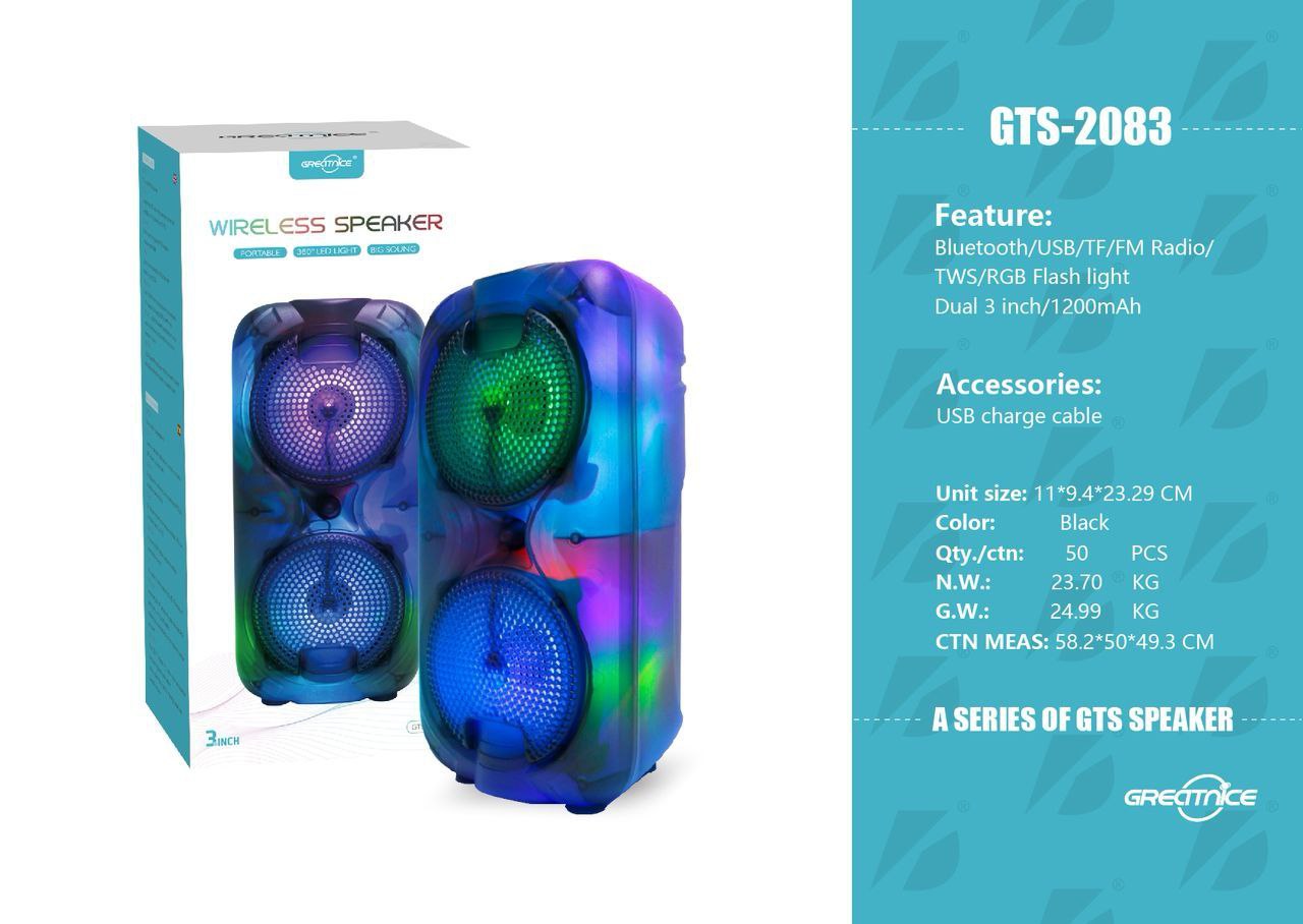 اسپیکر بلوتوثی قابل‌حمل جی تی اس (GTS) مدل 2083