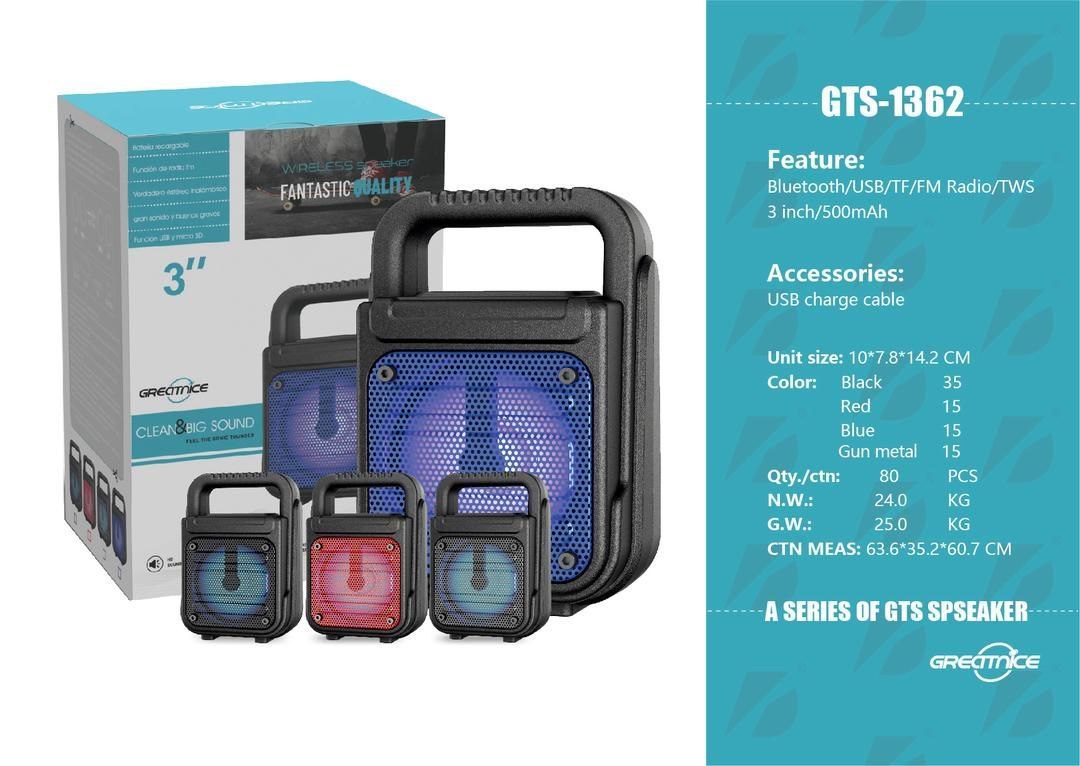 اسپیکر بلوتوثی قابل‌حمل جی تی اس (GTS) مدل 1362