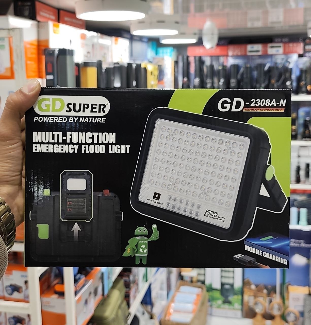 پروژکتور شارژی ۲۰۰ وات ۱۰۰ وات قابل حمل GD-2308A