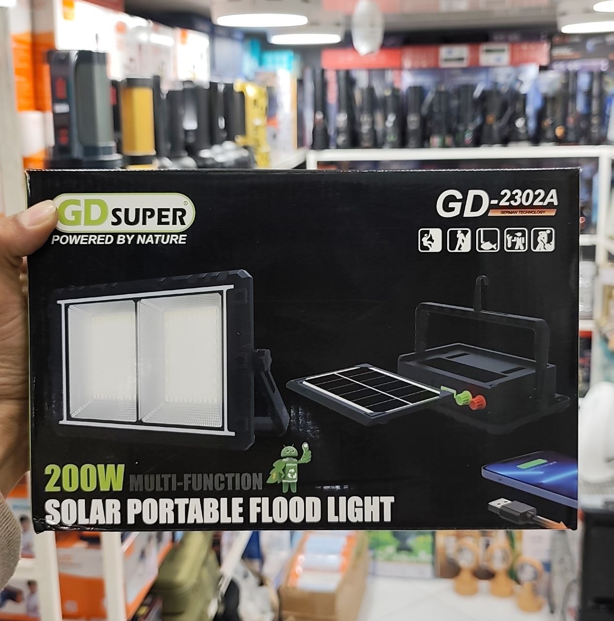 چراغ اضطراری خورشیدی GD SUPER مدل 2301A
