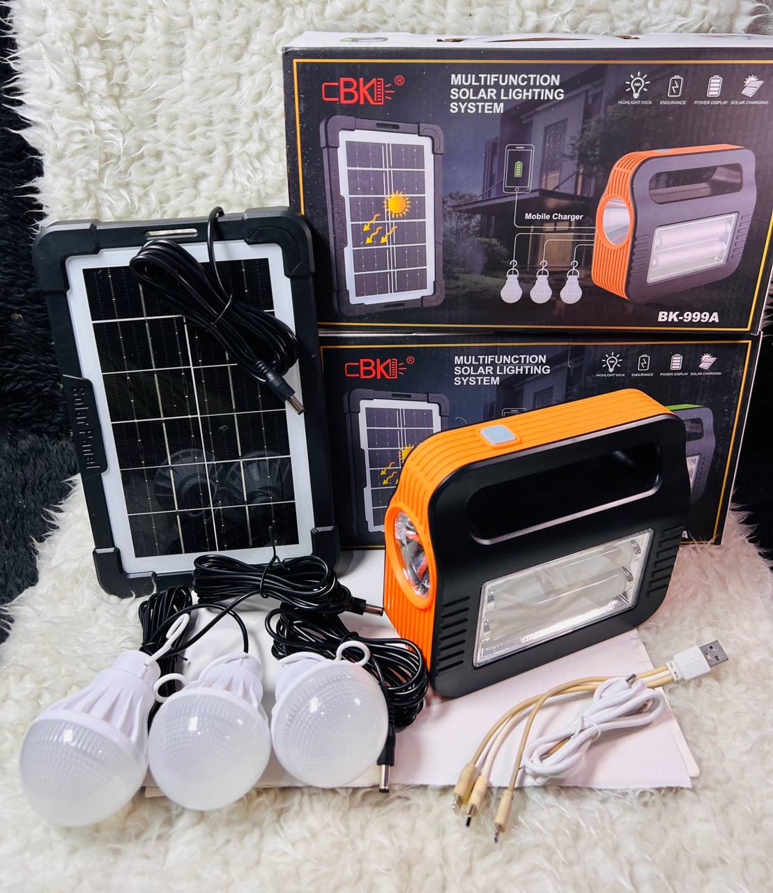 چراغ خورشیدی با 3 عدد لامپ LED KB-999A