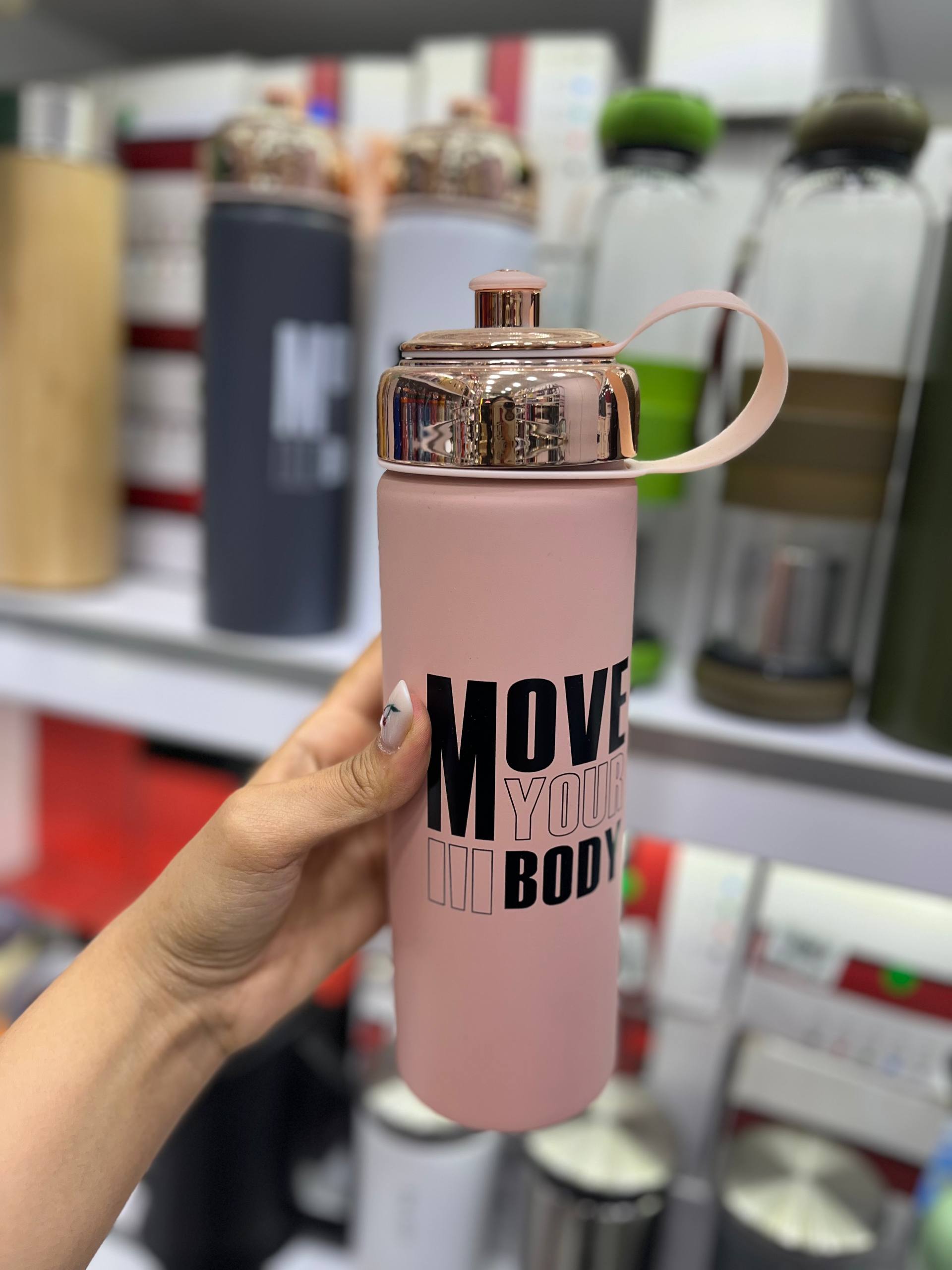 تراول ماگ جنس روکش استیل نوشته MOVE YOU  BODY