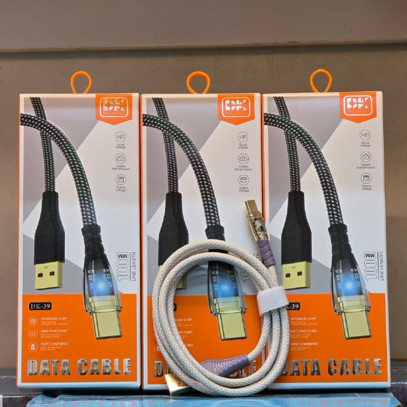 کابل فست تایپ c  ال ای دی دار مدل dk-39
