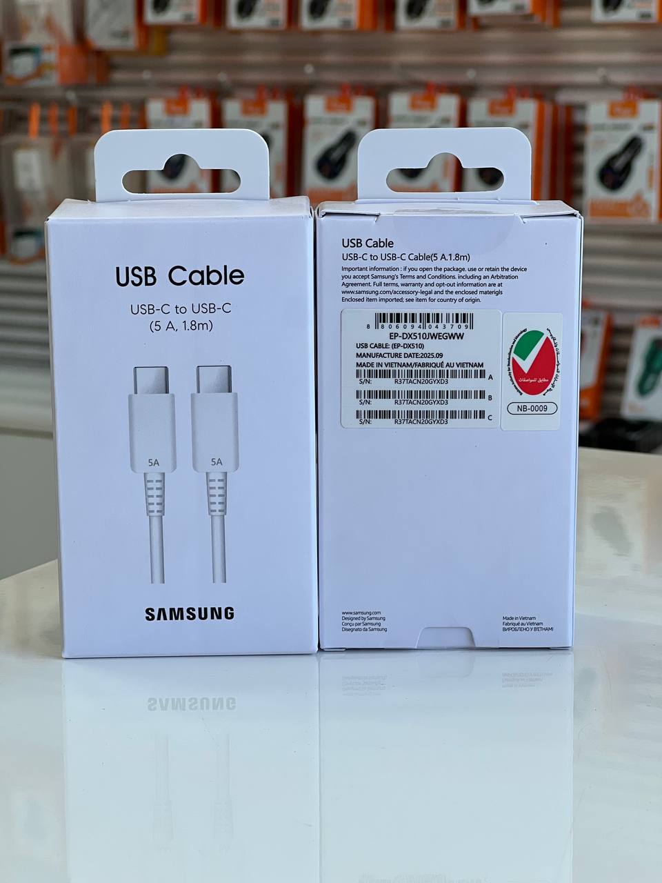 کابل پک دار 5A 1.8M مشکی سفید Note 20