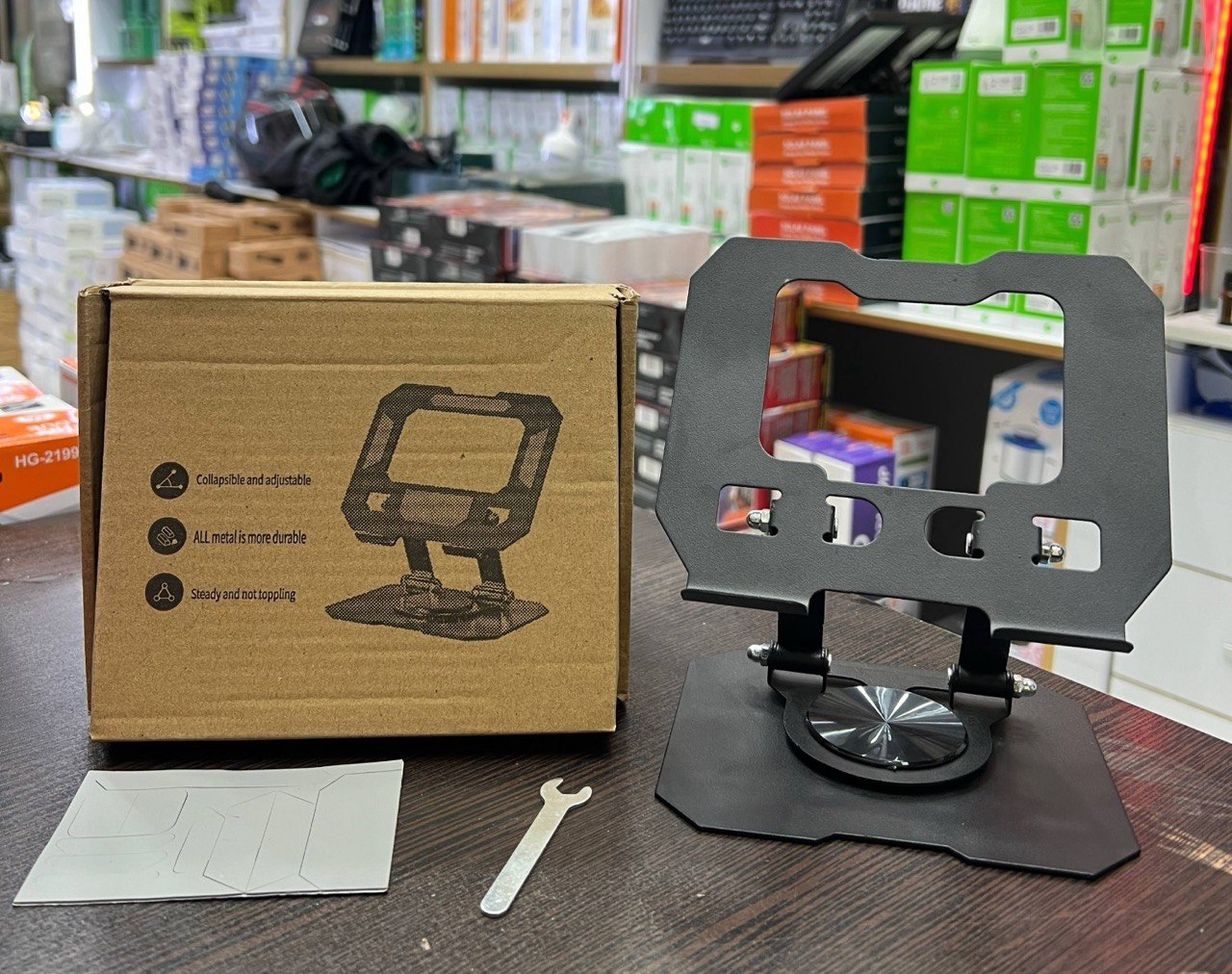 هولدر پایه نگهدارنده فلزی تبلت و موبایل 360 درجه مدل Foldable Metal