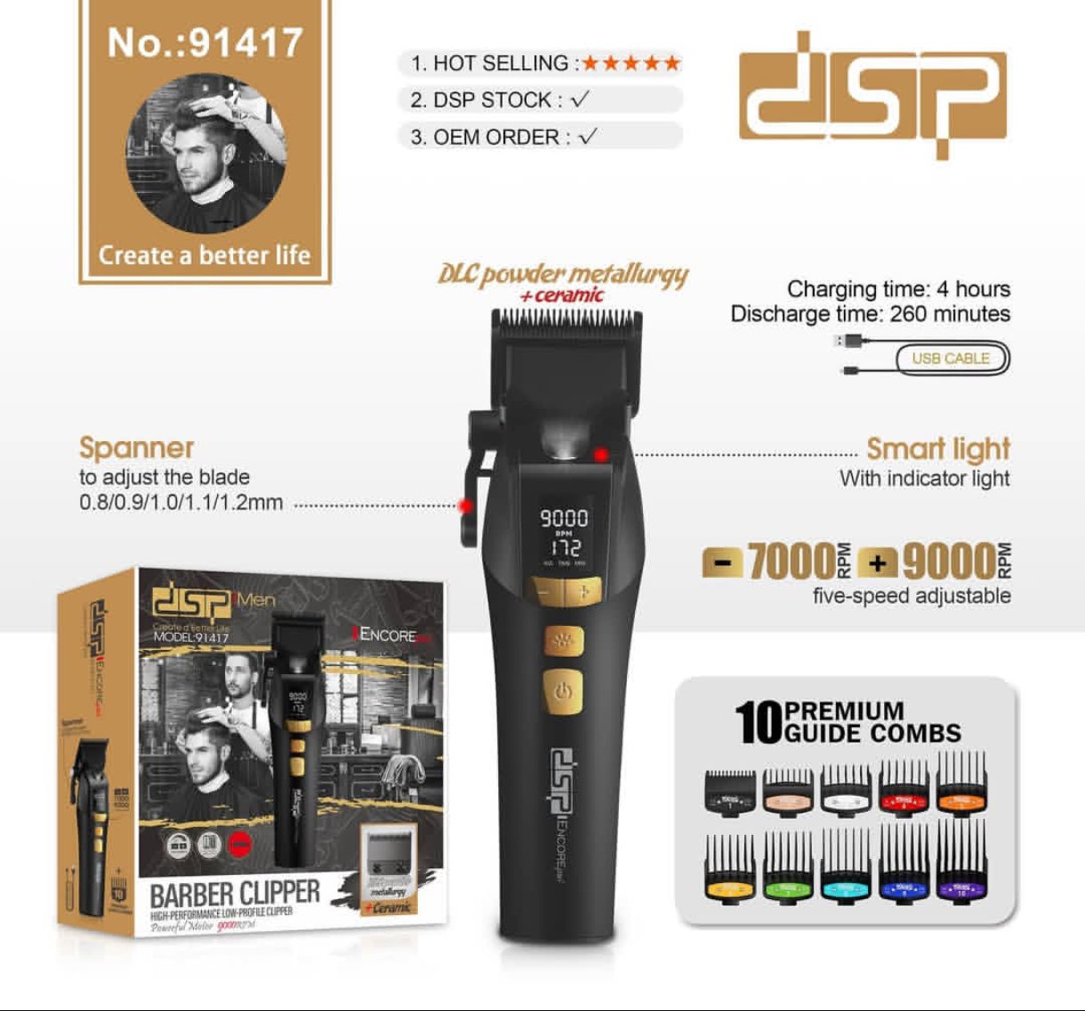 ماشین اصلاح حجم زن 7000 RPM 10 شونه WE9000 Dsp-91417