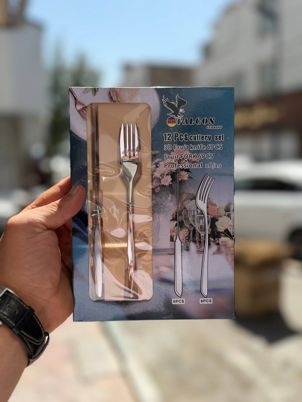 کارد و چنگال جعبه کادویی فالکون