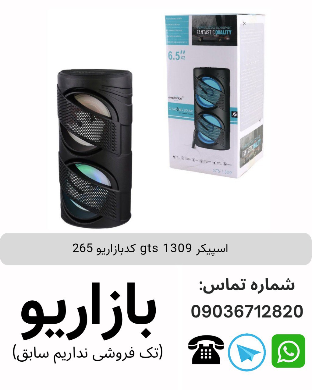 اسپیکر بلوتوثی قابل‌حمل جی تی اس (GTS) مدل 1309